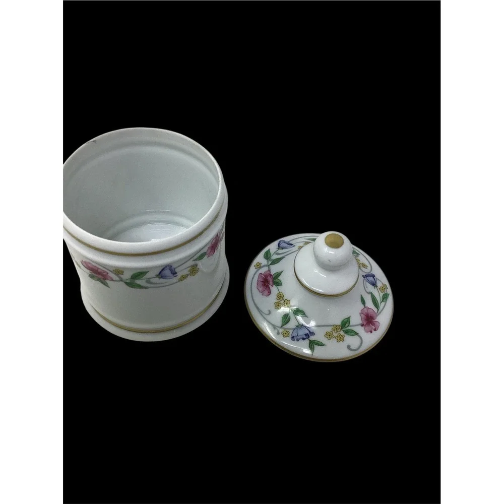 VTG Chamart Limoges France Porcelain Apothecary Jar w Lid Gold Trim Painted 7